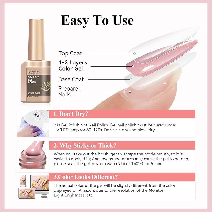 Glitter Gel Nail Polish, Light Pink Jelly Shimmer Iridescent Gel Polish Holographic Neutral Color Natural Translucent Soak Off UV Gel Polish for Nail Art Salon at Home, 12ML