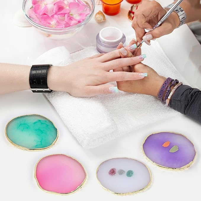 4 Pack Nail Art Palette, Resin Polish Color Design Makeup Mixing Plate - 4 Colors Mini Paint Palette for Nails