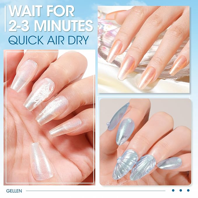 GELLEN Shimmer Pastel Nail Polish, Buildable Sheer Natural Regular Nail Polish Quick Dry Translucent 6 Colors Set for Acrylic Natural Nails Home Salon, Non Gel, Chip Resistant, Hema Free, Non-toxic