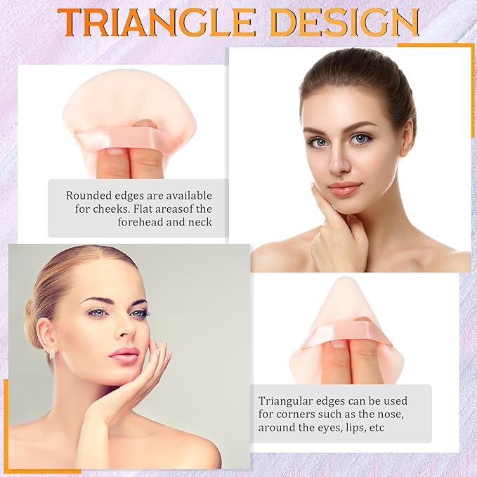 Meanplan 100 Pcs Powder Puff Face Soft Makeup Sponge Triangle Powder Puffs for Loose Velour Cosmetic Foundation Wet Dry Sponge Makeup Tools(Vivid Colors)