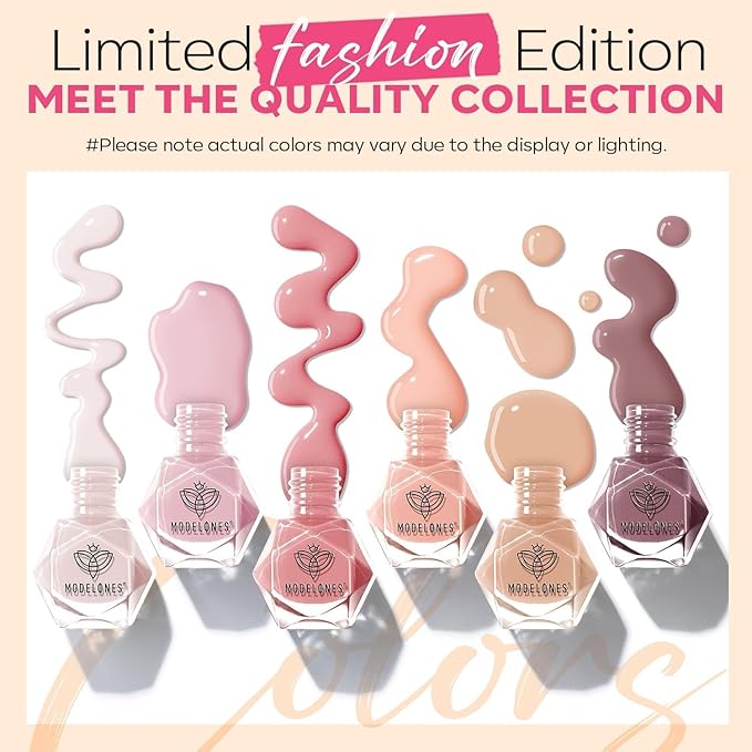 modelones Nail Polish Set 6 Colors Neutral Nude Pink Fall Winter Quick Dry Mini Finger Bulk Manicure Kit Diy Nail Art Home Salon Gifts For Women Girls