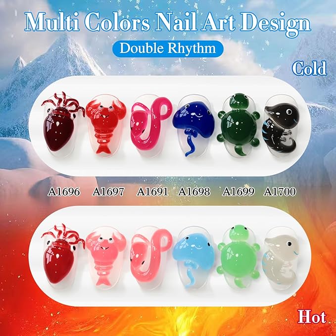 Double Rhythm 6 Pcs 15 ML Gel Polish Set Same Color Same Bottle Soak Off Gel Polish Kit Nail Art Manicure Salon DIY at Home for Women (Burgundy Blue Green Pink Purple -T6-64)