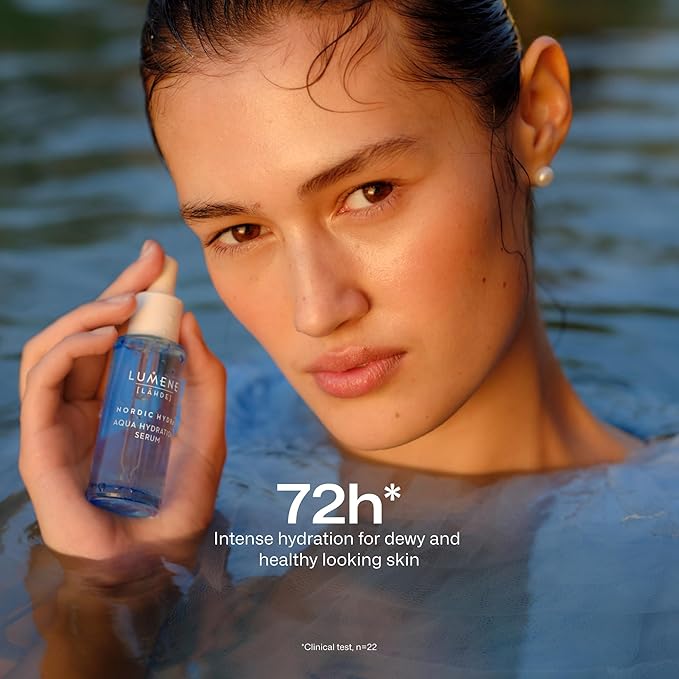LUMENE Nordic Hydra Aqua Serum | Intense Hydration for Lasting Dewy Skin | With Arctic Spring Water, Hyaluronic Acid & Nordic Red Algae | Lightweight & Hydrating | Vegan | 30 ml
