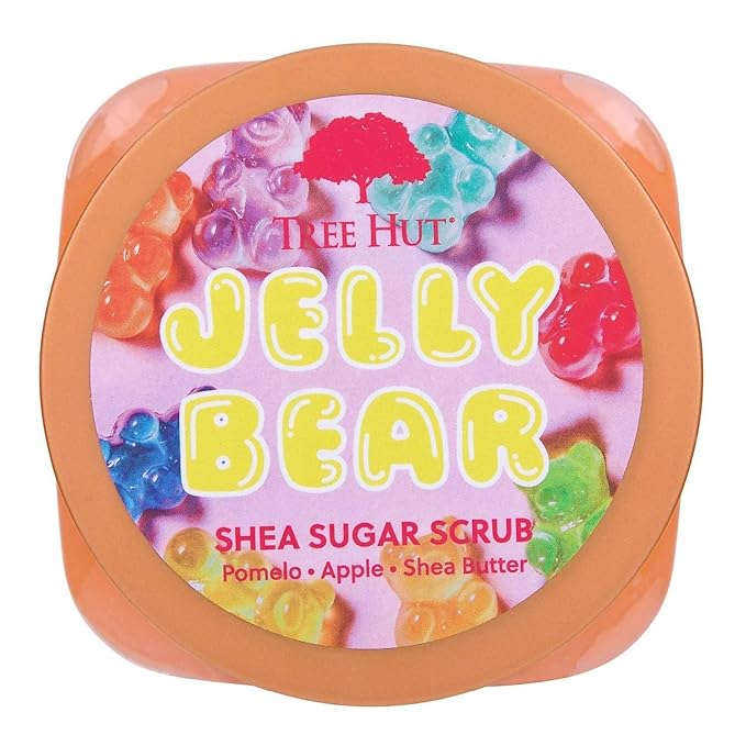 Tree Hut Jelly Bear Shea Sugar Scrub, Exfoliating, Hydrating & Moisturizing Body Scrub with Shea Butter & Nourishing Essential Oils, Smooth & Soften Skin, 18 oz