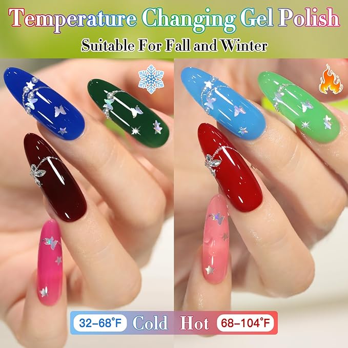 Double Rhythm 6 Pcs 15 ML Gel Polish Set Same Color Same Bottle Soak Off Gel Polish Kit Nail Art Manicure Salon DIY at Home for Women (Burgundy Blue Green Pink Purple -T6-64)