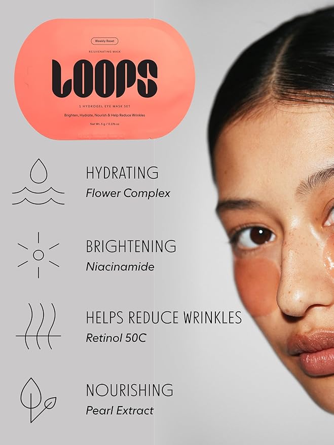 LOOPS Sculpt & Glow Set - Two Hydrogel Facemaks, Hydrogel Eye Mask, and Gua Sha
