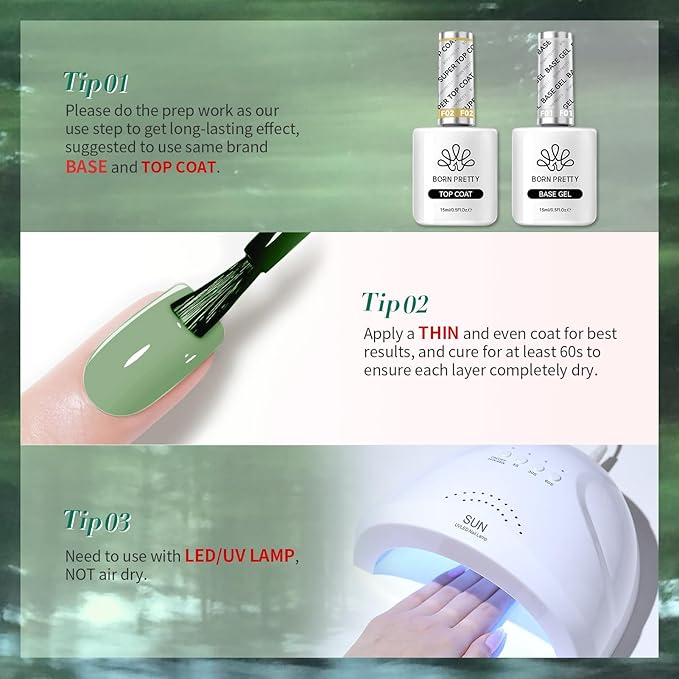 Born Pretty Christmas Green Gel Nail Polish,Light Green to Dark Shades Glitter Blue White Gel Polish Rainforest Saint Paclita's Soak Off U v LED Light Cure for Salon Manicure and Nail Art DIY at Home