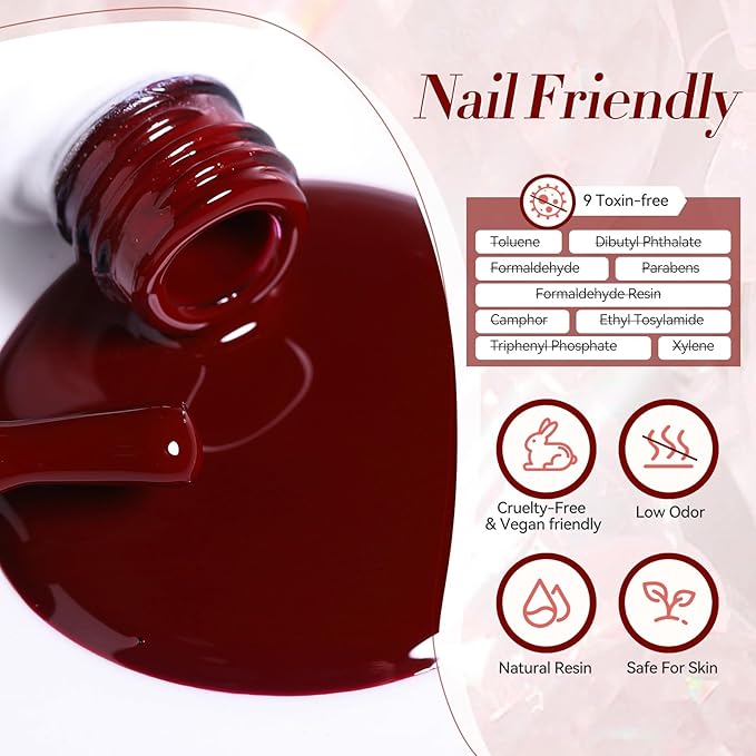 Born Pretty Red Gel Nail Polish Set 6Colors Dark Burgundy Wine Red Bloody Mary Collection Popular Shimmer Glitter Halloween Nail Gel Nails Art Design Minicure DIY Salon and Home 7ml