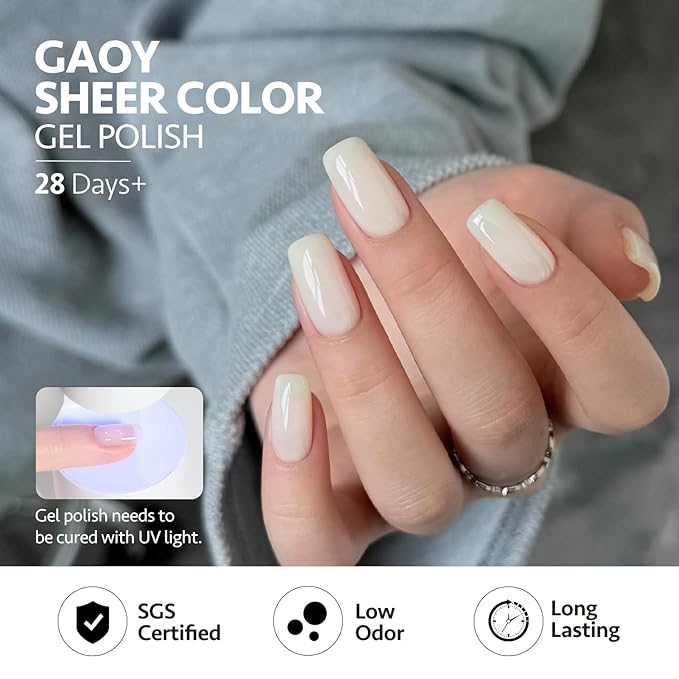 GAOY Coastal Breeze Jelly Gel Nail Polish Kit, 6 Soft Tones for Summer, Soak Off UV Cure Gel for DIY Manicure at Home and Salon