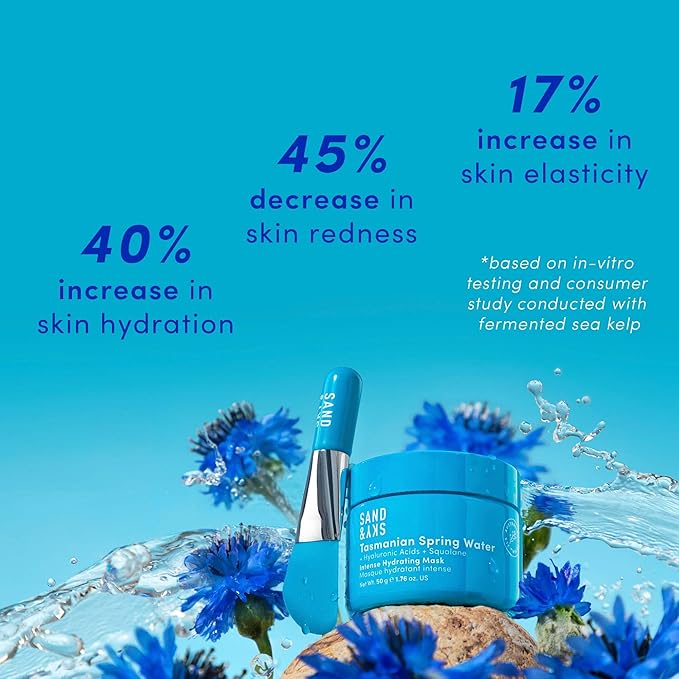 Sand & Sky Tasmanian Spring Water Intense Hydration Face Mask with Pentavitin & Hyaluronic Acid - Barrier Boosting Mask for Sensitive Skin, Soothes Redness