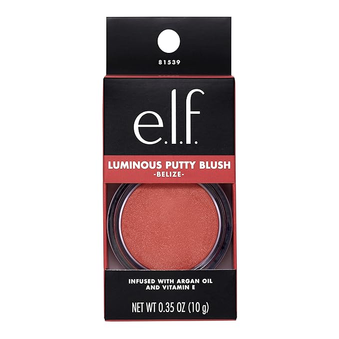 e.l.f. Luminous Putty Blush, Putty-to-Powder, Buildable Blush With A Subtle Shimmer Finish, Highly Pigmented & Creamy, Vegan & Cruelty-Free, Belize