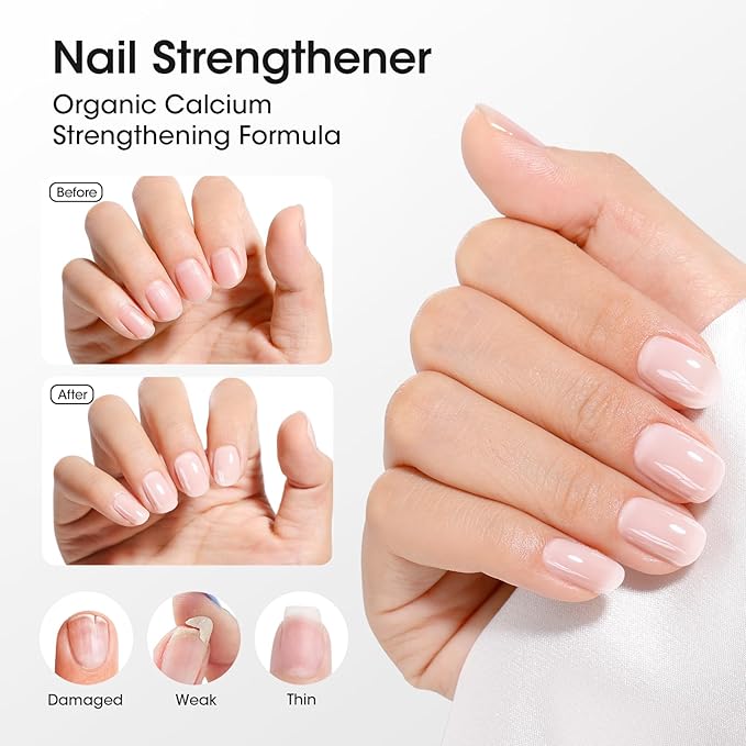 Gellen 4-In-1 Illuminating Nail Concealer Base Coat Polish Milky White, Nail Strengthener Ridge Filler For Nails, Sheer Nail Polish Smooth Strengthen Natural Nails, Quick Air Dry, Hema Free, Non-toxic