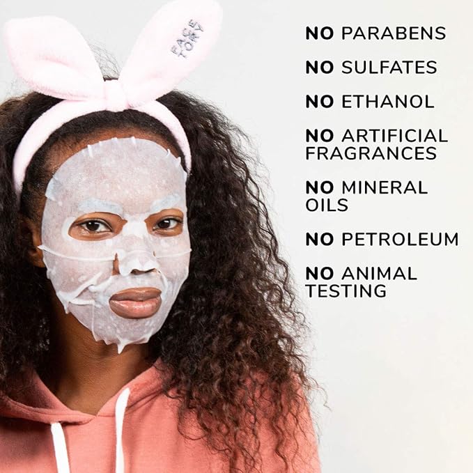 FACETORY K Beauty Face Mask Skin Care - Everyday OLIVE Skin Balancing Sheet Mask | Plant-Based with Squalane Oil (10 Pack)