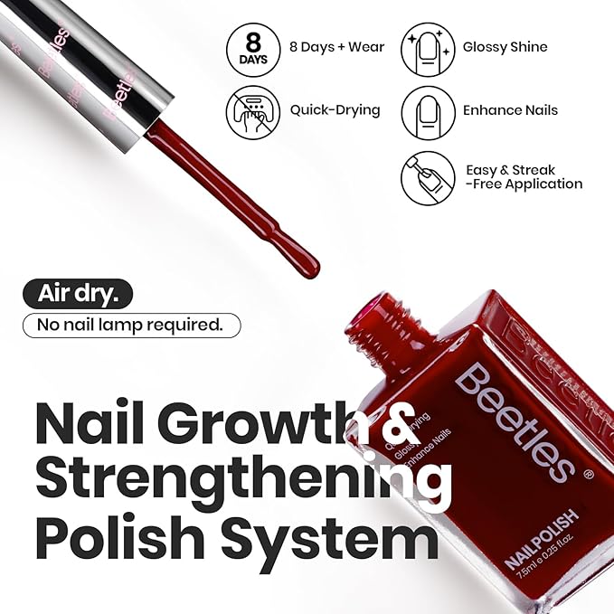 Beetles Fall Nail Polish Set P180, 6 Color Red Yellow Green Quick Air Dry Nail Polish, Natural Nail Lacquer Manicure DIY Nail Art Salon Christmas Gift For Women