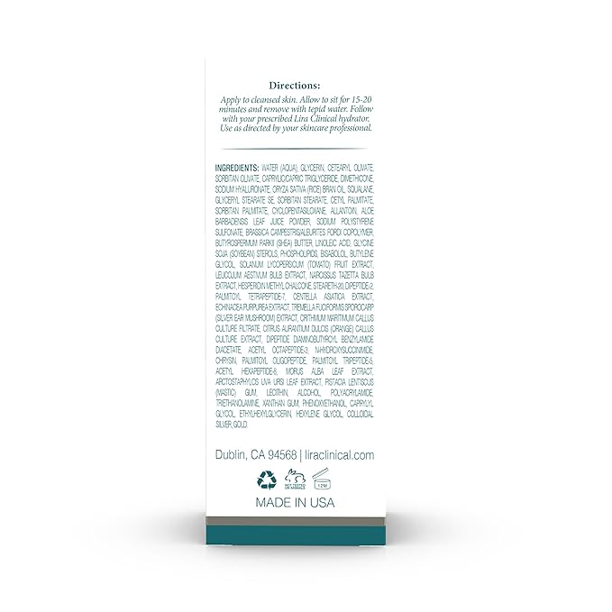 Lira Clinical BIO Hydrating Mineral Masque - Intense Nourishing Mineral Facial Mask with Hyaluronic Acid, Vitamin C & Green Tea - Anti-acne, Anti-Aging For All Skin Types - 2 fl oz