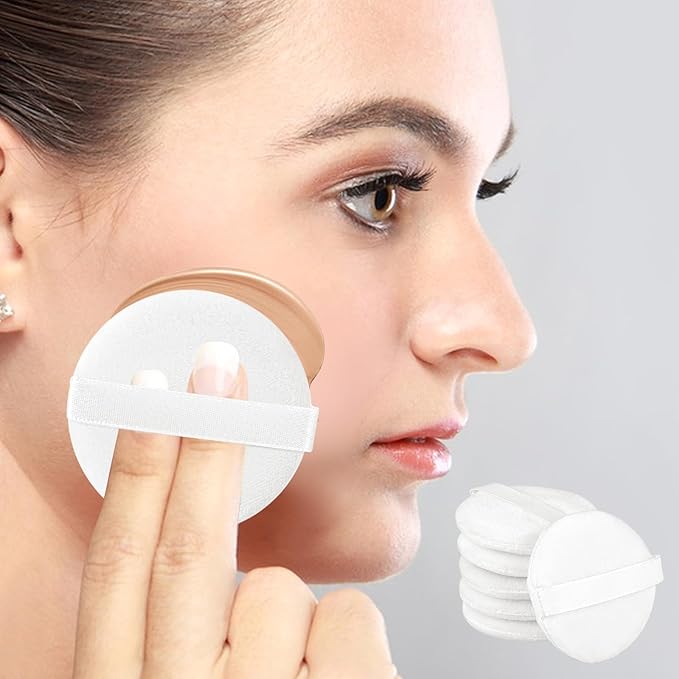 6 PCS Setting Powder Puff, 2 Inch Small Round Makeup Powder Puff Pads with Ribbon Soft Velour Eye Shadow Puff Cosmetic Foundation Blender Sponge Beauty Makeup Tools for Loose Powder & Liquid Cosmetic
