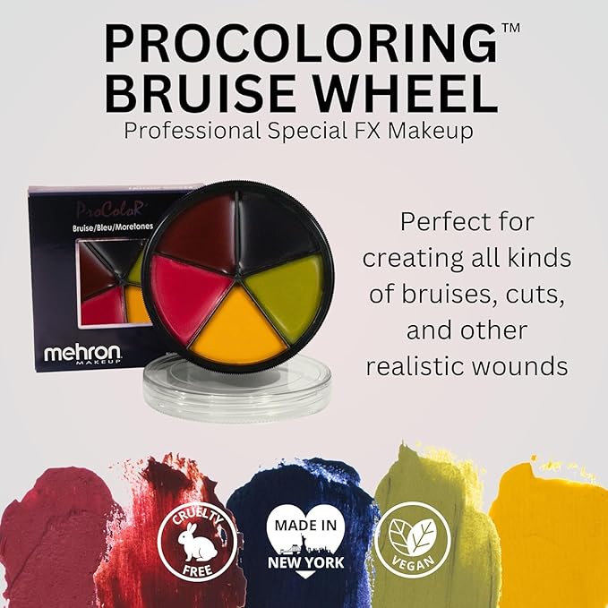 Mehron Makeup PRO FX Bruise Wheel | 5 Color Wheel for Special Effects & Movies | Bruise Makeup Kit | SFX Paint | Halloween Special Effects