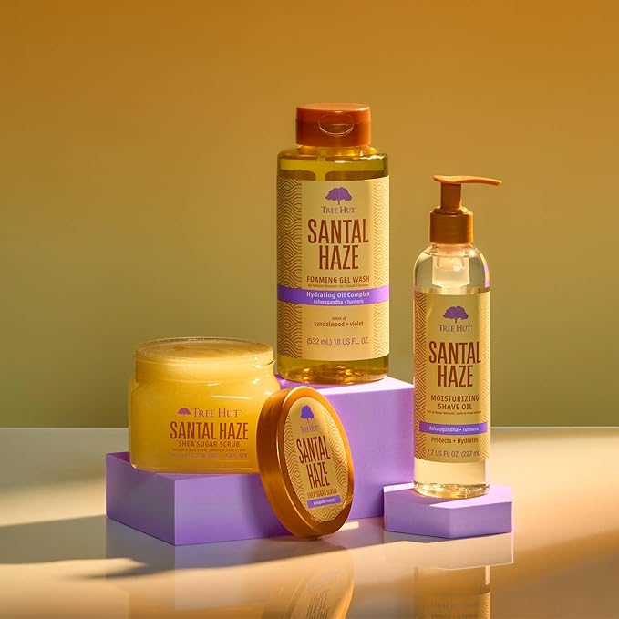 Tree Hut Santal Haze Shea Sugar Scrub, Exfoliating, Hydrating & Moisturizing Body Scrub with Shea Butter & Nourishing Essential Oils, Smooth & Soften Skin, 18 oz