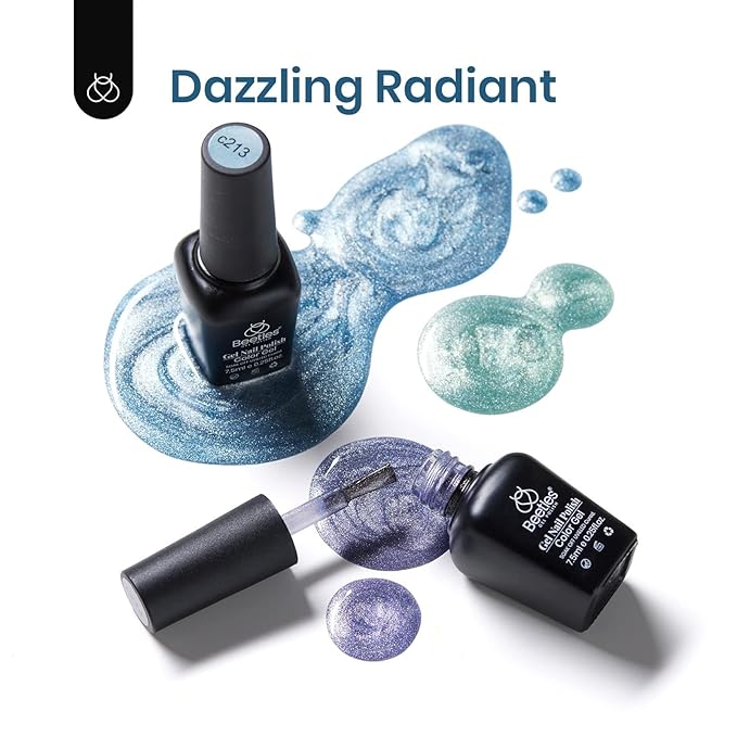 Beetles Cat Eye Gel Nail Polish, 6 Colors Glitter Gel Polish Kit Silver Pink Blue Purple Red Green Velvet Set with Magnet Soak Off UV French Nail Art Romantic Galaxy Series Gift for Women