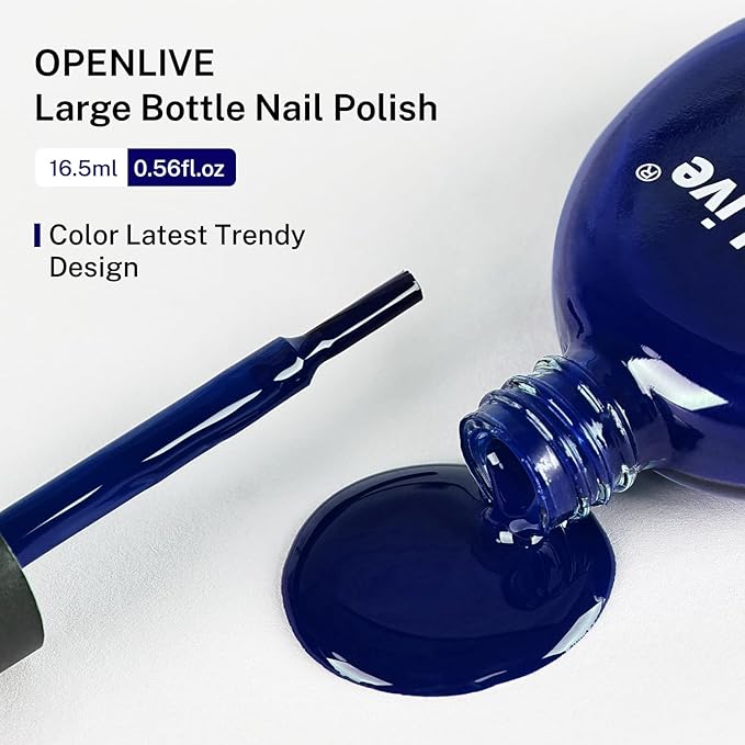 16.5ml Dark Blue Nail Polish Large Volume Quick Dry Nail Polish, Long Lasting Shine, Fingernail Toenail Nail Art DIY Home Travel Nail Art Gift