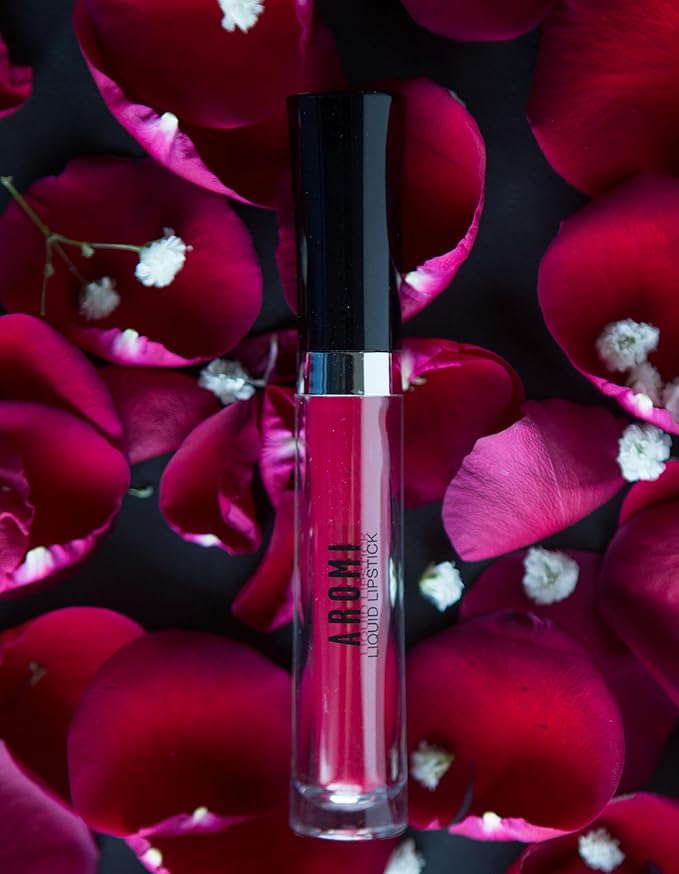 Aromi Matte Liquid Lipstick | Bright Magenta Red Lip Color, Long-Lasting, Transfer and Smudge Proof, Waterproof, Paraben, Phthalate, + Gluten Free (Neon Red)