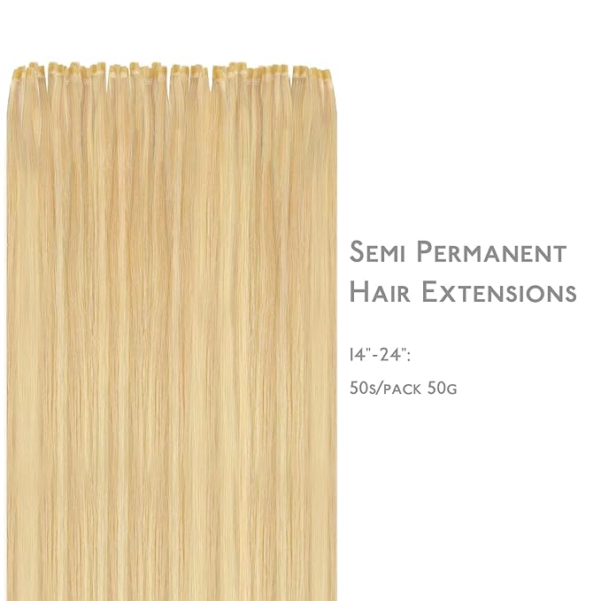 WENNALIFE U Tip Hair Extensions Human Hair, 50g 50s 22 Inch Light Blonde Highlighted Golden Blonde Remy Hair Extensions K Tip Hair Extension Real Human Hair Invisible Straight Keratin Hair Extensions