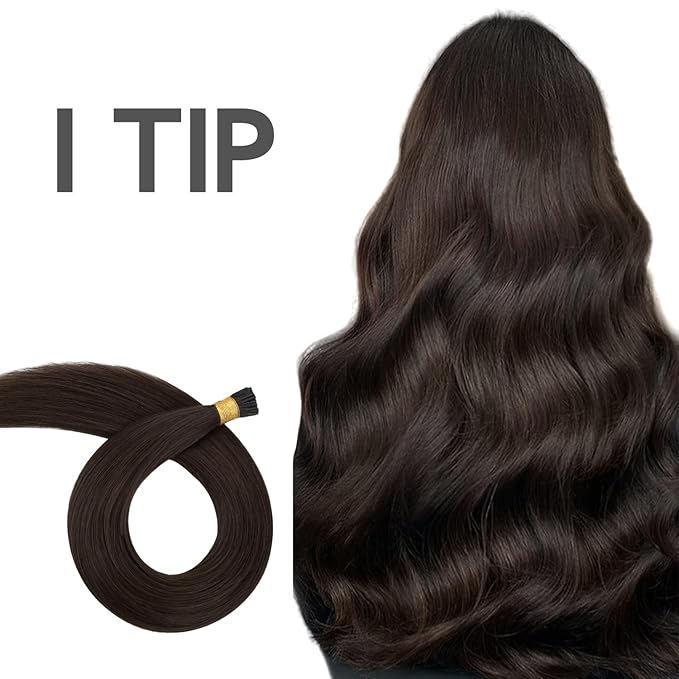 WENNALIFE I Tip Hair Extensions Human Hair, 50g 100s 14 Inch Light Dark Brown Remy Itip Human Hair Extensions Invisible Itips Straight I Tips Fusion Extensions Real Human Hair
