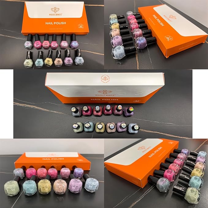 modelones Nail Polish Set, 12 Colors Spring Summer Blue Green Pink Nude Yellow Purple Pastel Quick Dry Mini Starter Kit Long Lasting Art DIY Manicure Set at Home for Women Girls 