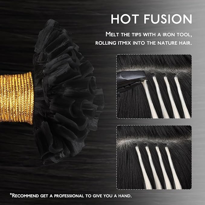 WENNALIFE U Tip Human Hair Extensions - 50g 50s 20 Inch Jet Black Remy Hair - Invisible Straight Keratin K Tip Real Human Hair