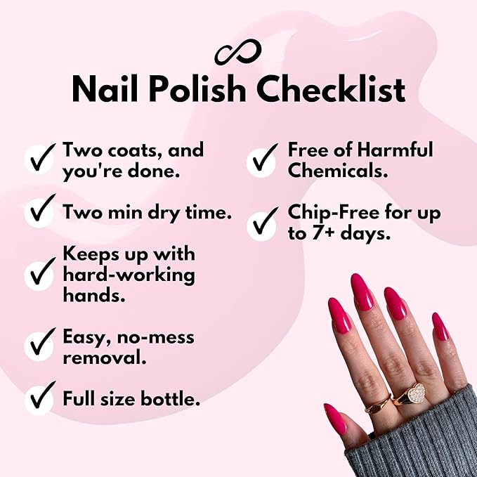 Eternal Red Nail Polish Set for Women (ROSE ALL DAY) - Pink Nail Polish Set for Girls - Long Lasting & Quick White Nail Polish for Home DIY Manicure & Pedicure - Made in USA, 13.5mL (Set of 5)