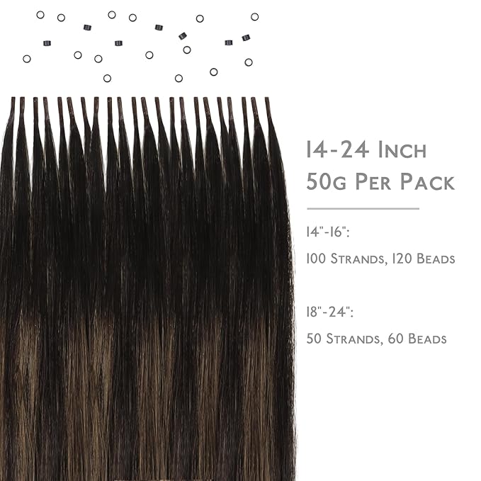 WENNALIFE I Tip Hair Extensions Human Hair, 50g 50s 24 Inch Balayage Dark Brown Mixed Chestnut Brown Remy Itip Human Hair Extensions Invisible Itips Straight I Tips Fusion Extensions Real Human Hair
