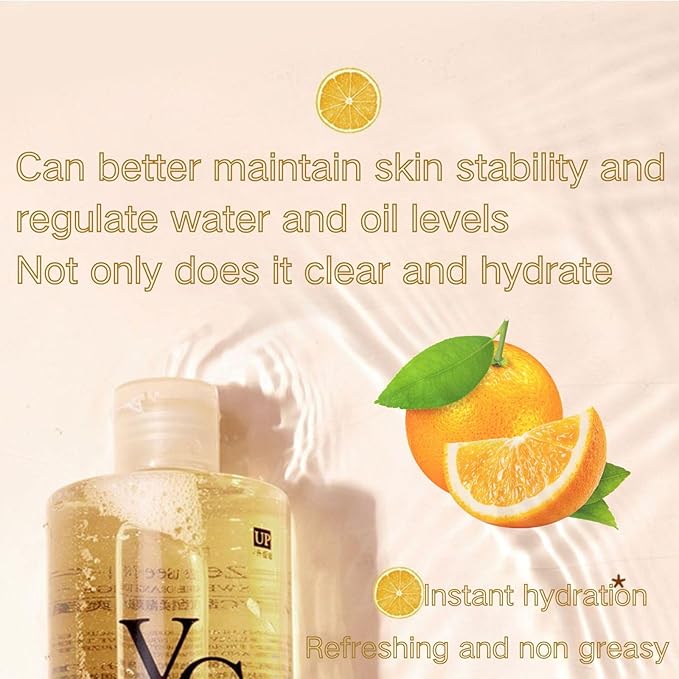 VC Toner, 300ML-VC Moisturizing Face Toner Hydrating Facial Essences, Lightweight Face Moisturizer, Vitamin C & Sweet Orange Essence, Deep moisturizing, Can Reduce Pores, Suitable for All Skin Types