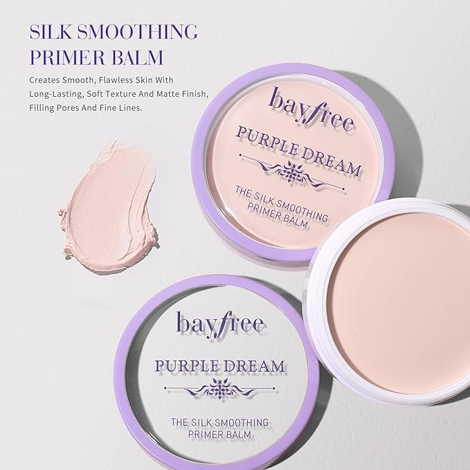 bayfree Silk Smoothing Primer Balm, Poreless Primer for Smooth & Flawless Skin, Long Lasting, Soft Texture, Matte Finish, Fills in Pores and Fine Lines, 0.35 oz
