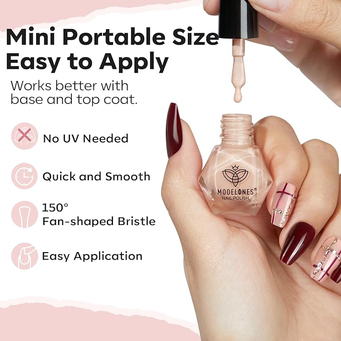 modelones Nail Polish Set 12 Colors Burgundy Red New Year 2025 Nail Polish Set Champagne Gold Glitter Dark Red Purple Shimmer Brown Nail Valentines's Gifts for Women Girl DIY Salon Home