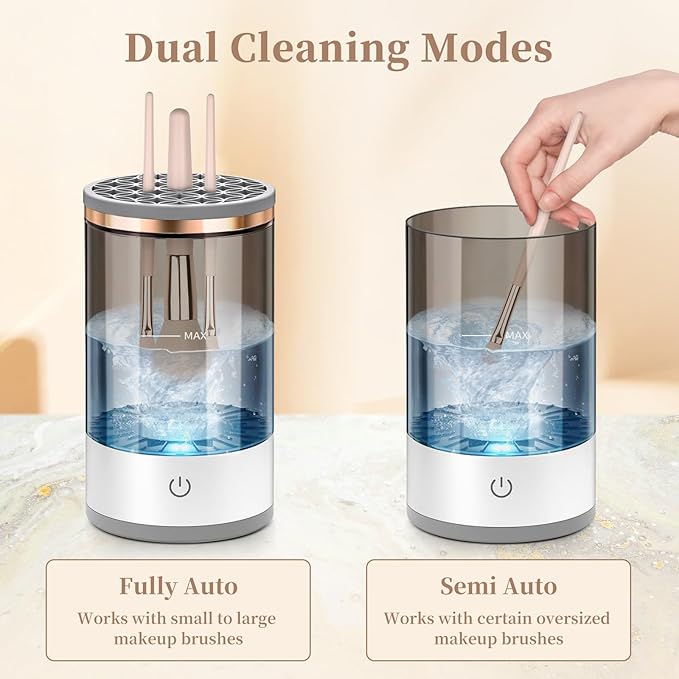 GKZ Electric Brush Cleaner Machine, High Speed Fast Cleaning Plug-in Power Brush Cleaner Ideal for Makeup Brushes & Sponges – Perfect for Home & Professional Use - Purple