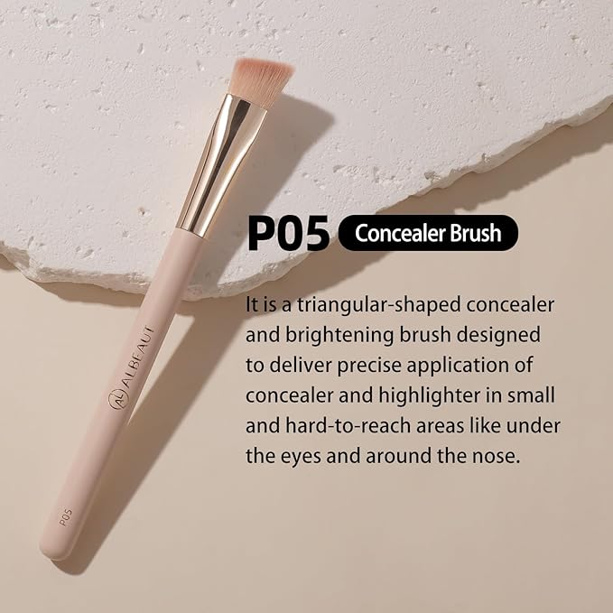Triangle Concealer Brush, Angled Under Eye Brightening Brush for Liquid Cream Powder Small Nose Contour Foundation Makeup Brush