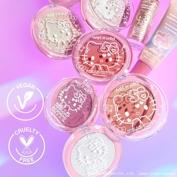 wet n wild Hello Kitty Ombre Blush, Buildable, Blendable Customizable Color, New Gradient Formula, Cruelty-Free & Vegan - Cotton Candy