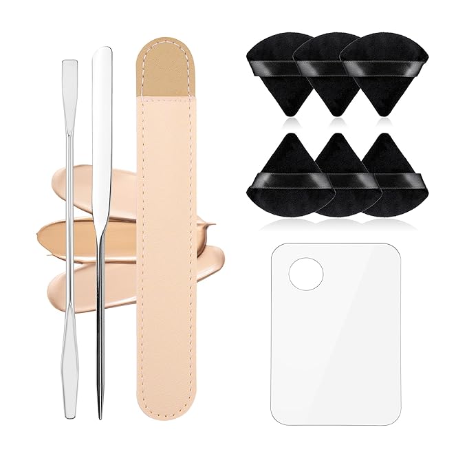 Acrylic Cosmetic Palette - Mixing Tray with Metal Mirror & 10 Pcs Makeup Spatula Set