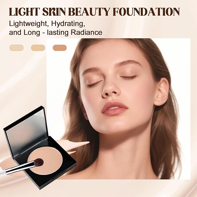 Colored CC Undereye Corrector, Eye Concealer Undereye Color Corrector for Dark Circles, Clay Neutralizing Makeup Under Eye Hydrating Concealer with Brush (Light-Medium & 2 Brushes, Small)