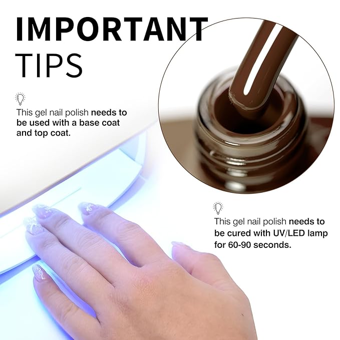 CANNI Dark Brown Gel Polish, 1Pcs Irish Coffee Brown Nail Polish Gel High Gloss Soak Off UV French Manicure Salon DIY