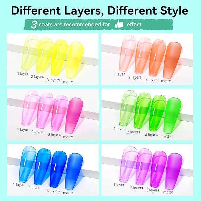 MIZHSE Quick Dry Nail Polish Set: Neon Colors Nail Polish Air Dry Fast, Fluorescent Fingernail Polish Non-Gel Yellow Orange Green Fast Drying Nail Lacquer Gift for Women Girls