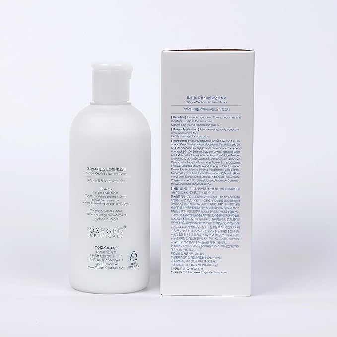 OxygenCeuticals Nutrient Toner – Essence-Type Hydrating Toner for Dry Skin, Deep Moisture & Nourishing Care with Sodium Hyaluronate, Portulaca & Allantoin Extracts. 10 fl.oz (300ml)