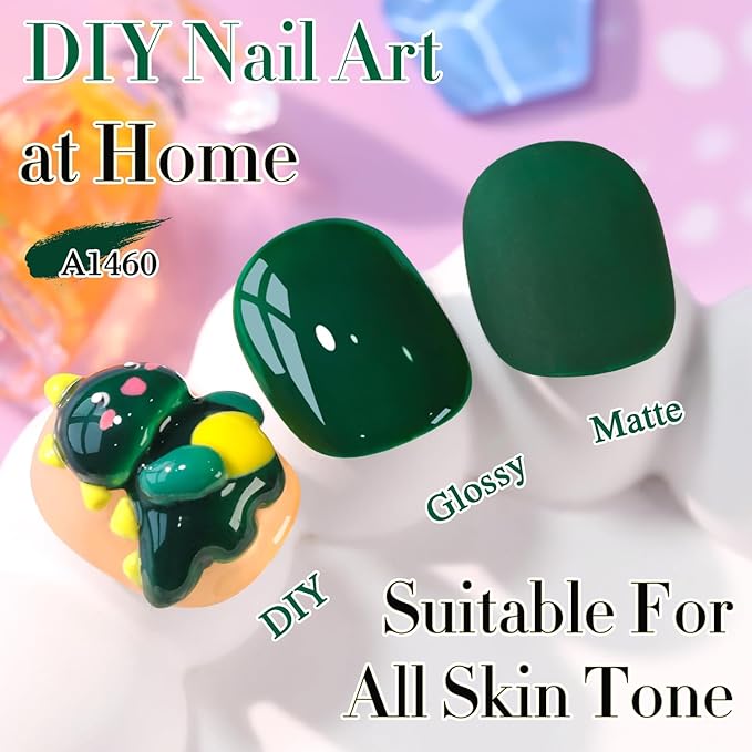 Double Rhythm 15ML Gel Polish Pure Sheer Same Color Same Bottle Soak Off Gel Polish Art Manicure Salon DIY at Home for Women (Deep Green-A1460)