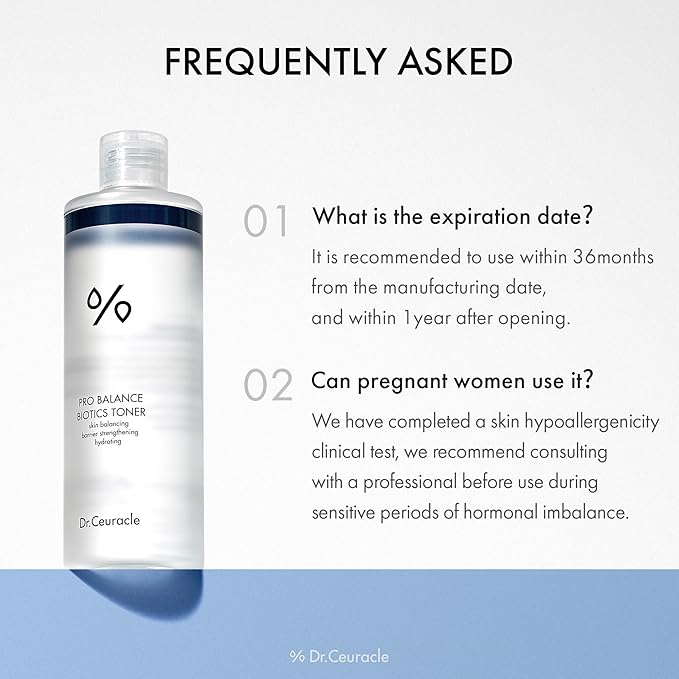 Dr.Ceuracle Pro Balance Biotics Toner - pH Balance Hydrating Daily Toner for Face, Fragrance-Free Korean Skincare Facial Toner with 6-Probiotics, Theanine, Milk Lipids (300ml / 10.14 fl. oz.)