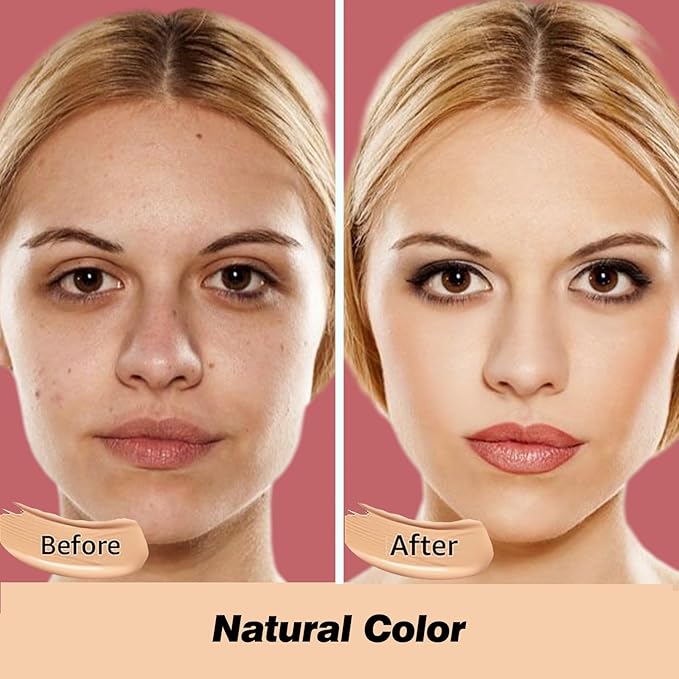 CC Cream Foundation Mushroom Head Air Cushion Face Makeup Moisturizing Concealer Waterproof Oil Control Long-Lasting Nude Makeup Even Skin Tone for All Skin Types (Nature)