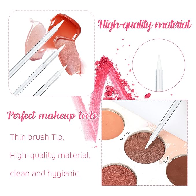 G2PLUS 100PCS Disposable Liner Brushes, Eyebrow and Liner Brush Applicator, Cosmetic Eye Wands for Lip Liners, Eye Makeup, Eyelashes and Detail Painting (Crystal Transparent)