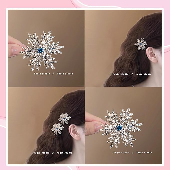12 Pcs Christmas Hair Claw Clips Various Snowflake Glitter Hair Clips Cute Mini Claw Clip Colorful Small Hair Clips for Women Thick and Thin Hair Various Hairstyles