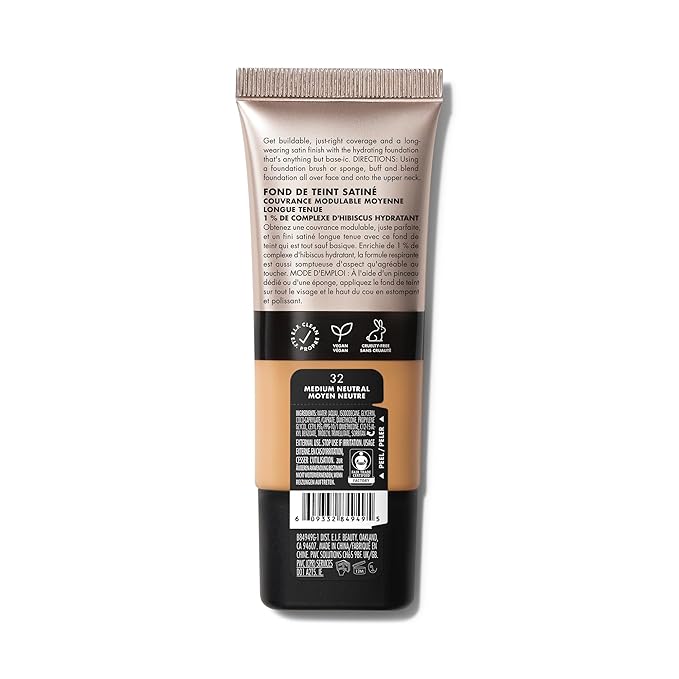 e.l.f. Soft Glam Foundation, Medium Coverage, Long-Lasting & Buildable Foundation For A Smooth, Satin Finish, Vegan & Cruelty-Free, 32 Medium Neutral