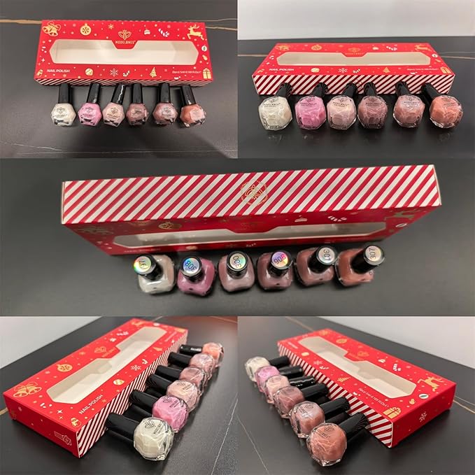 modelones Jelly Nail Polish Set 6 Colors, Milky White Pink Sheer Nude Quick Dry Mini Nail Lacquer Kit, Translucent Clear Transparent Peach Shimmer Manicure DIY Nail Art Spring Gift for Women Girls