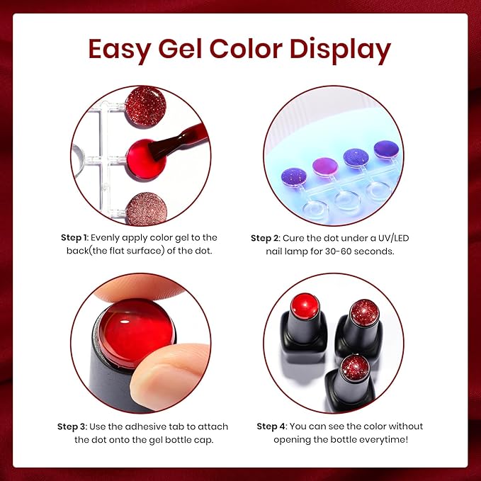 Beetles Red Gel Nail Polish Set, 6 Colors Cat Eye Glitter Burgundy Bright Jelly Nail Polish Set with Magnet, Soak Off LED Lamp DIY Salon at Home Manicure Gifts for Women Red Revival